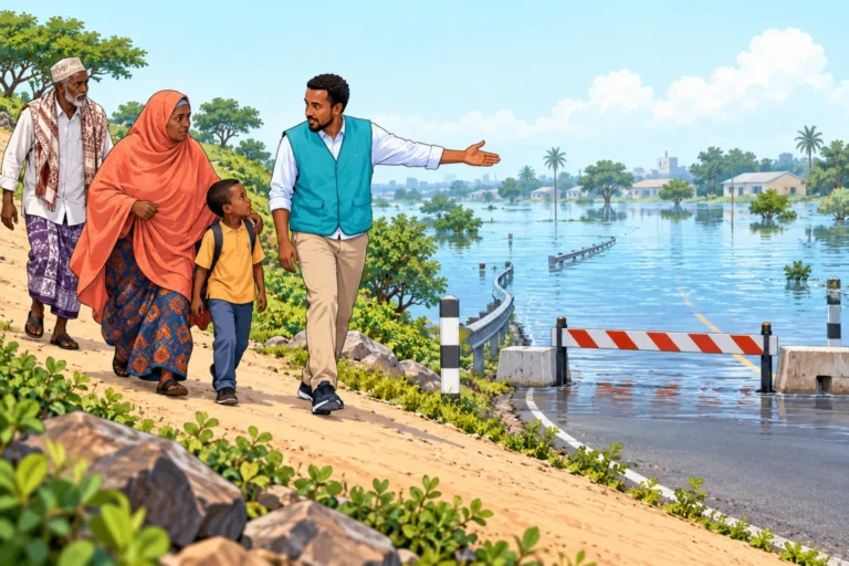 Sawir wacyigelin ah: qoys loo tilmaamayo waddo qalalan oo ammaan ah.